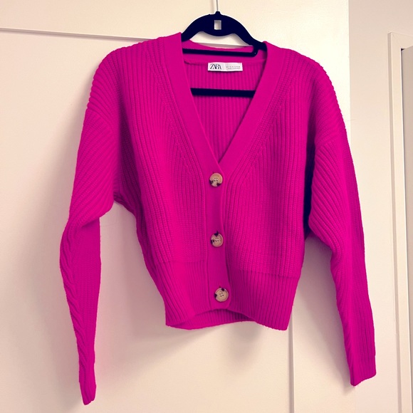 Zara Sweaters Zara Hot Pink Sweater Cardigan Poshmark